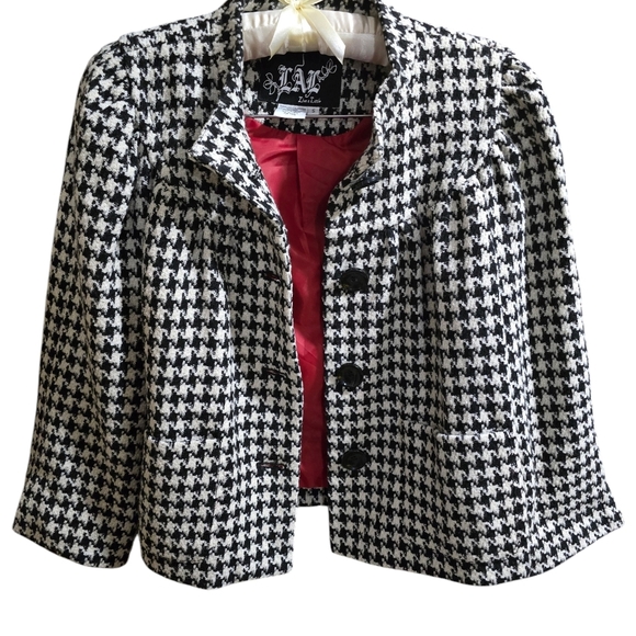 Live a Little LAL Houndstooth Jacket Size Small Wool Blend - Picture 6 of 8